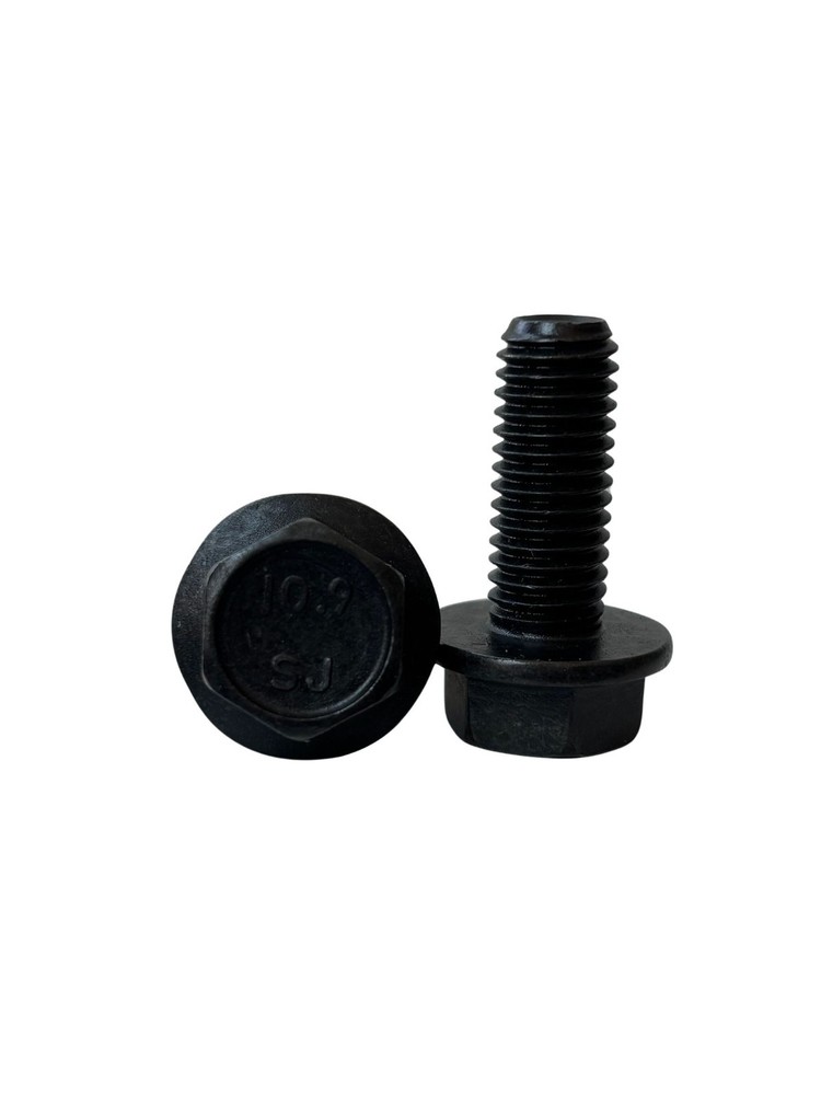 100 pcs M10-1.5×25 Hex Flange Frame Bolt Class 10.9 DIN 6921 Zinc Phosphate Oil