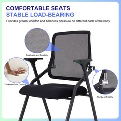 BROBRIYO BRY-001-01 Stackable Folding Chair with Ergonomic Mesh Back, Padded