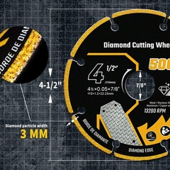 Revvstark 4.5in Diamond Cut Off Wheel 7/8″ Arbor Metal Cutting Disc
