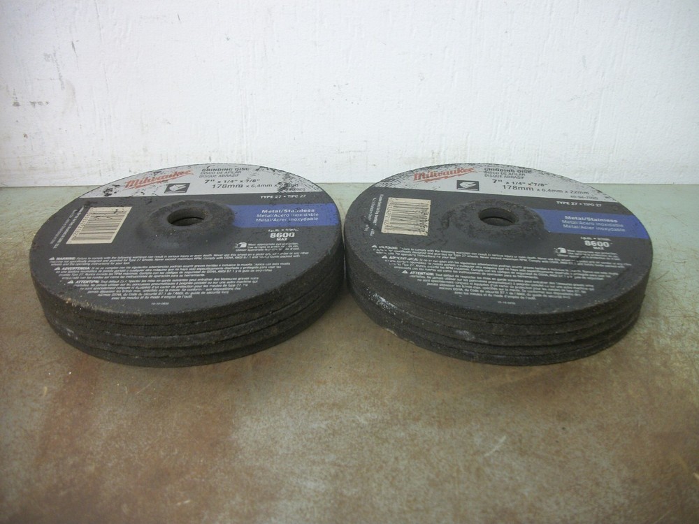 MILWAUKEE LOT OF 10 TYPE 27 7″X1/4″X 7/8″ METAL/STAIN GRINDING DISCS 49-94-7020