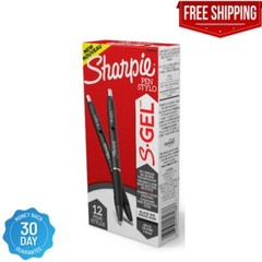 Sharpie S Gel Pens 12 Count Black 1.0Mm Bold Point No Smear No Bleed