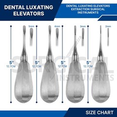 4 Pcs Luxating Straight Elevators Set Dental Instruments Stainless German Grade