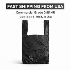 Bags 1/10 Small 8 x 4 x 15 BlackT-Shirt Plastic Grocery Shopping Grocery Bags