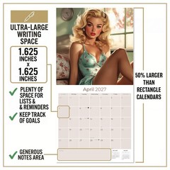 Retro Pin Ups Wall Calendar 2025 FULL SIZE 12×24 Made in USA