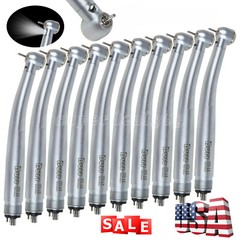 10Pcs USA Dental Fiber Optic LED E-generator Turbine Handpiece Triple 4Hole UDM4
