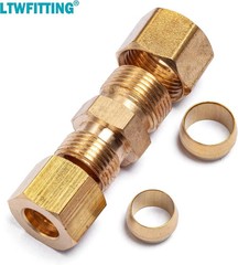 5 PCS 3/8×5/16 Inch OD Compression Reducing Union Brass Fitting Connector