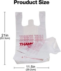 Reusable 100 Count Plastic Bags – Thank You Print Grocery Bags with Handles