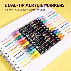 120 Colors Acrylic Paint Markers Dual Tip Dual Colors Brush Tip Pens for Rock