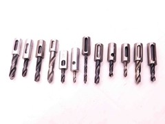 LOT OF 12 VARIOUS SIZE SCREW MACHINE LENGTH DRILL BITS WITH 3/4 O.D. BUSHINGS