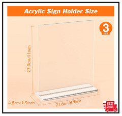 3 Pack Acrylic Sign Holder 8.5 X 11 Inches, Clear Menu Stand, Vertical Flyer Dis