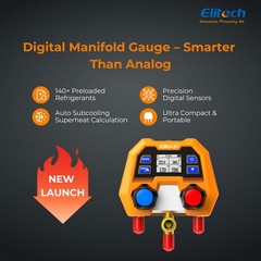 Elitech DMG-1B Digital Pressure Gauge HVAC w/ Charging Hoses Carrying Case