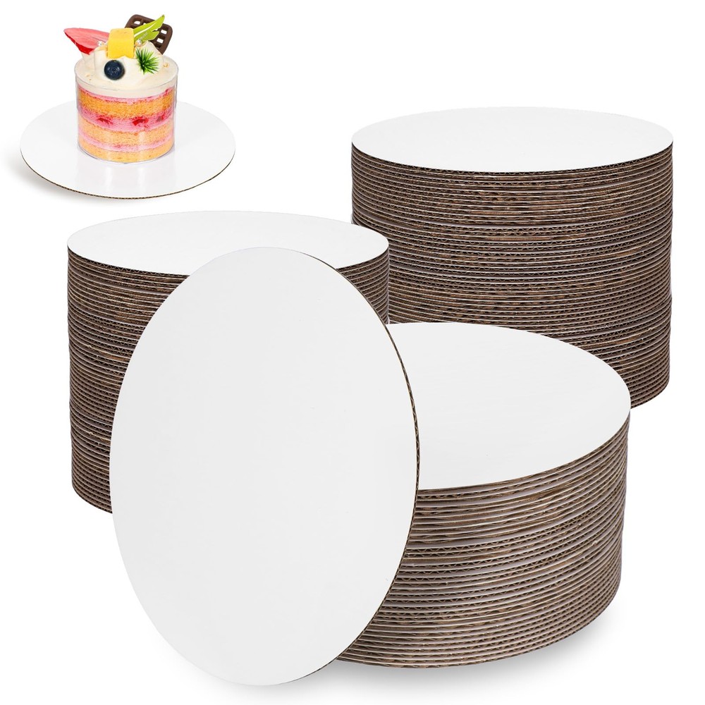 PercyEffie 100 Pack 6 Inch Cake Board Bulk, Round Boards 6 Inches, White