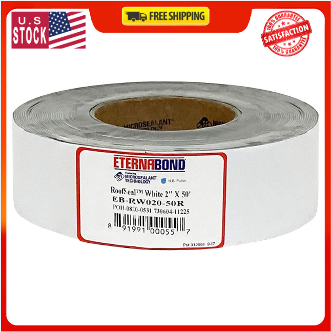 EternaBond RoofSeal White 2″ x50′ MicroSealant UV Stable RV Roof SealRepairTape