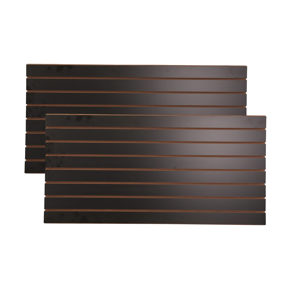 4 ft x 2 ft Horizontal Black Slatwall Easy Panels (24″H x 48″L) – Pack of 2