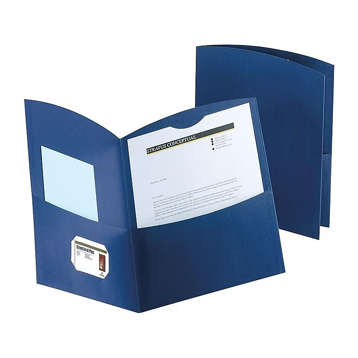 Duo-Tang Contour 2-Pocket Portfolio Folder, Drk Blue, 25/Box, 2 boxes 50 Folders