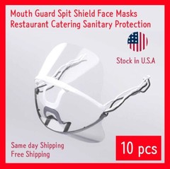Transparent Clear Plastic Anti-fog Mouth Shield Great Restaurant+Straps – 10pcs