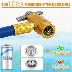 R134A Car AC Charging Hose Kit with Gauge & Safety Valve for Accurate Monitoring