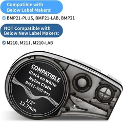 10PK Label Cartridge for Brady BMP21-PLUS M21-500-499 Nylon Black/White 1/2″x16′
