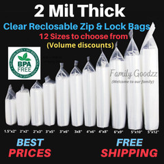 Clear Reclosable Zip Seal Top Bag Plastic 2 Mil Lock Bags Jewelry Zip Baggie