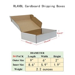 RLAVBL 9x6x2 Shipping Boxes Set of 50, White Small Corrugated 9x6x2,