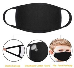 1/3/5/10/25//50/100 Black Face Mask Washable Reusable Cotton Safety Respirator