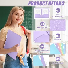 Pastel Plastic Pocket Folders 2 Pockets Tabs Letter Size Letter 12 Pack