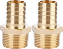 2pcs Brass Hose Barb Fitting, 3/4″ Barb x 3/4″ NPT Male, Adapter, NPT Male to…