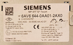 Siemens 6AV6644-0AA01-2AX0 6AV6 644-0AA01-2AX0 SIMATIC MP 377 12.1″ Terminal