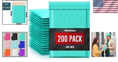 200 Teal Bubble Mailers 4×8 Inches – Waterproof, Self-Seal & Padded for Shipping