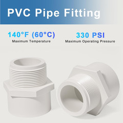 1.5 Inch Male Thread PVC Fittings White 2-Way PVC Pipe Coupling Adapter Connecto
