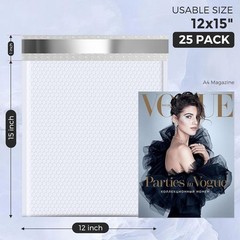 40 White Poly Bubble Mailers 12×16 Large Padded Envelopes 12×15 Mailing Bag