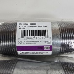 STZ 301 Galvanized Steel Pipe Nipple1-1/2″x4″ Lot Of 2