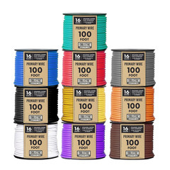 10 Roll 14 Gauge Copper Clad Aluminum Primary Wire – Assorted Colors – 100 Ft of