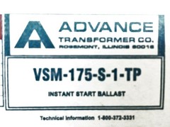Advance Instant Start Ballast VSM175STP (6V942) NOS