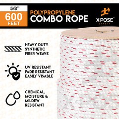 Poly Combo 3 Strand Safety Rope – 5/8″ x 600′ – UV Coated Polypropylene