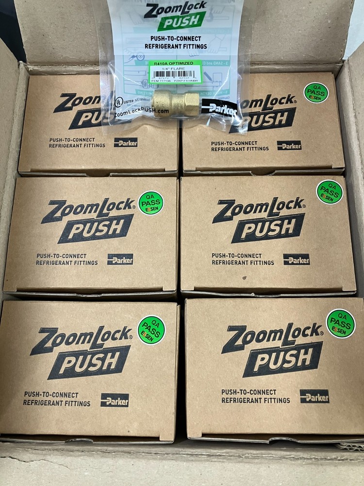 (LOT OF 60) 777106 Parker ZoomLock Push 1/4 Flare Fitting PZKP-F4-HNBR Brand NEW