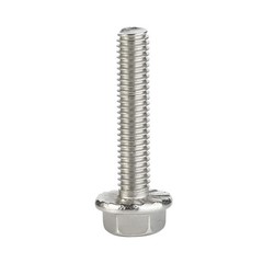 M6 x 30mm Flanged Hex Head Bolts Flange Hexagon Screws, M6-1.0 x 30mm, Silver