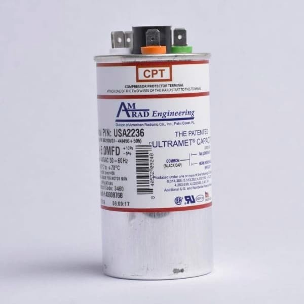 AmRad USA2236 45 + 5 uF MFD x 370 / 440 VAC Motor Run Capacitor