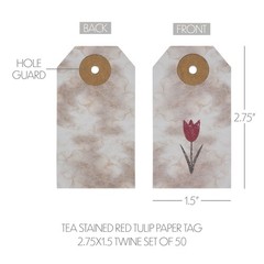 Spring In Bloom Tea Stained Red Tulip Paper Tag 2.75×1.5 Set of 50 VHC Brands