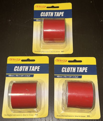 CANTECH Cloth Strong Duct Tape 48mmX4m 1.88 in x 4.36 yards RED x 3 Roll Lot Set
