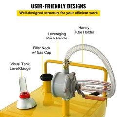 VEVOR Fuel Caddy Fuel Storage Tank 35 Gallon 4 Wheels with Manuel Pump Yellow