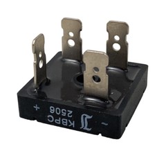 ☀️KBPC2506 Panel Mount Bridge Rectifier, Single Phase 600 V, 25 A, 4 Pins, 1.2 V