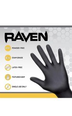 SAS Safety 66519 Raven Powder-Free Disposable Black Nit 6 Mil Gloves, Size XL