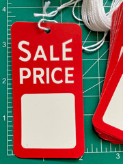VINTAGE LOT 20 NEW STRING Strung Red White LARGE Sale Price Tags Merchandise