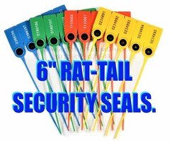 SECURITY SEALS 6” RAT-TAIL (PULL-TIGHT) HIGHER-SECURITY, 50 SEALS, COLOR CHOICE
