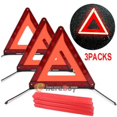 3X Reflective Warning Triangles Emergency Kit For Car Safety Security Truck Road