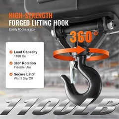 VEVOR 3-in-1 Portable Electric Hoist Winch 1100lbs Wired/Wireless Remote Control