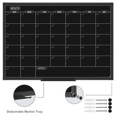 Magnetic Black Calendar Dry Erase Board, Calendar Monthly 36 X 24 Inch, Dry E…