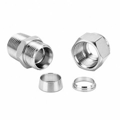 Pysrych 304 Stainless Steel Compression Fitting 1/4″ OD x 1/8″ NPT, Copper