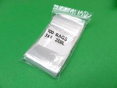 100 3×4 White Block Bags 2mil Reclosable Poly Writeable 3″ x 4″ Squeeze Top Lock